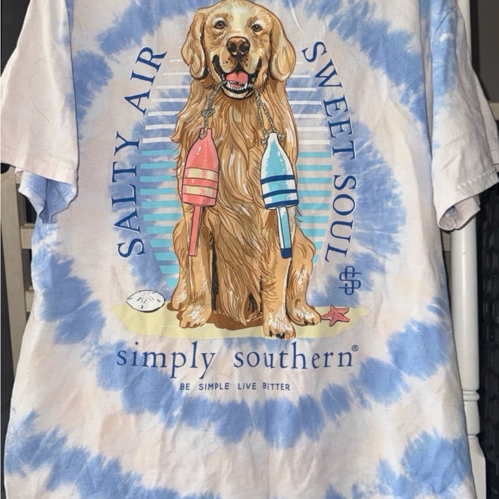 Simply Southern Blue & White XL Tie-Dye Dog Tee